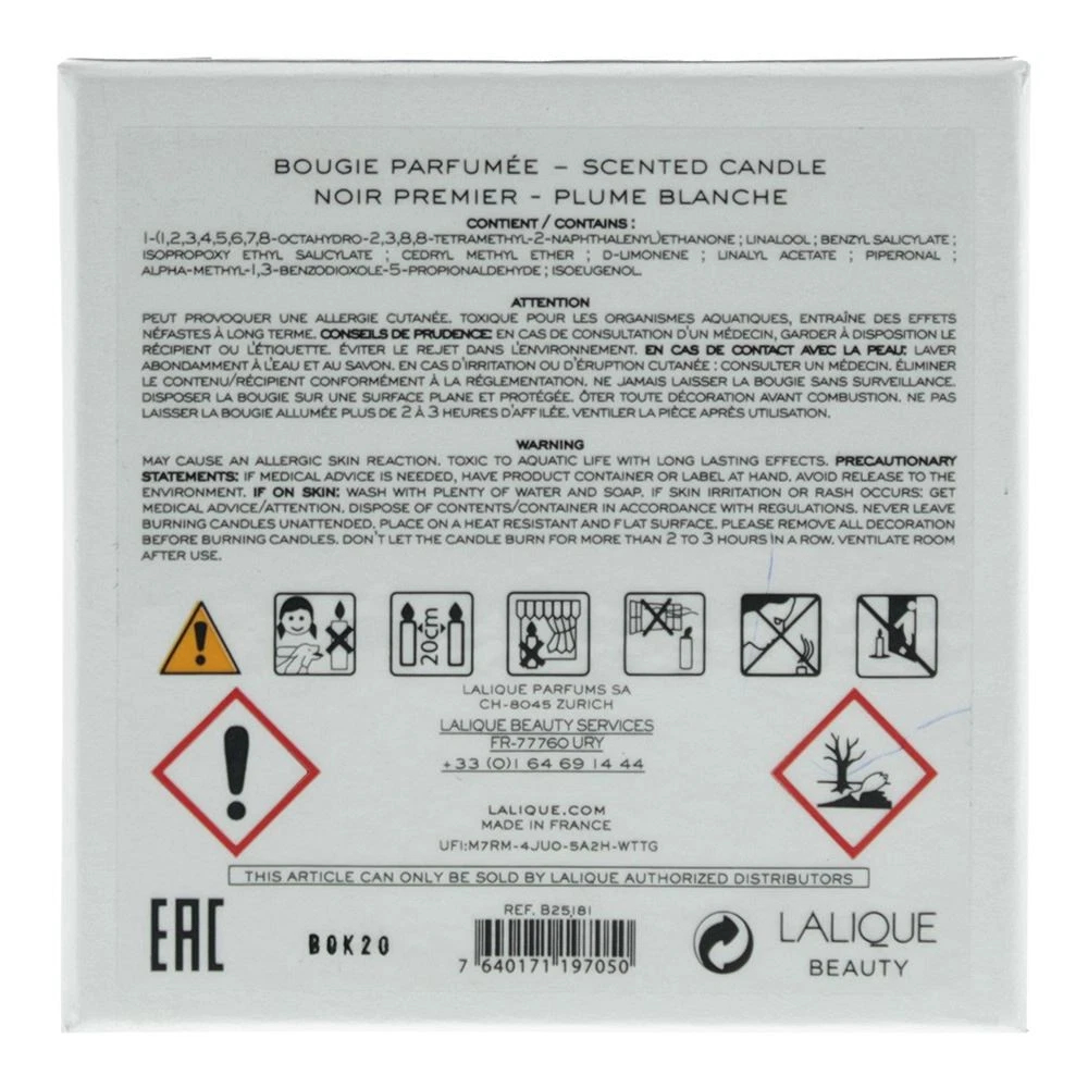 Bougie parfumée 'Noir Premier Plume Blanche 1901' - 190 g