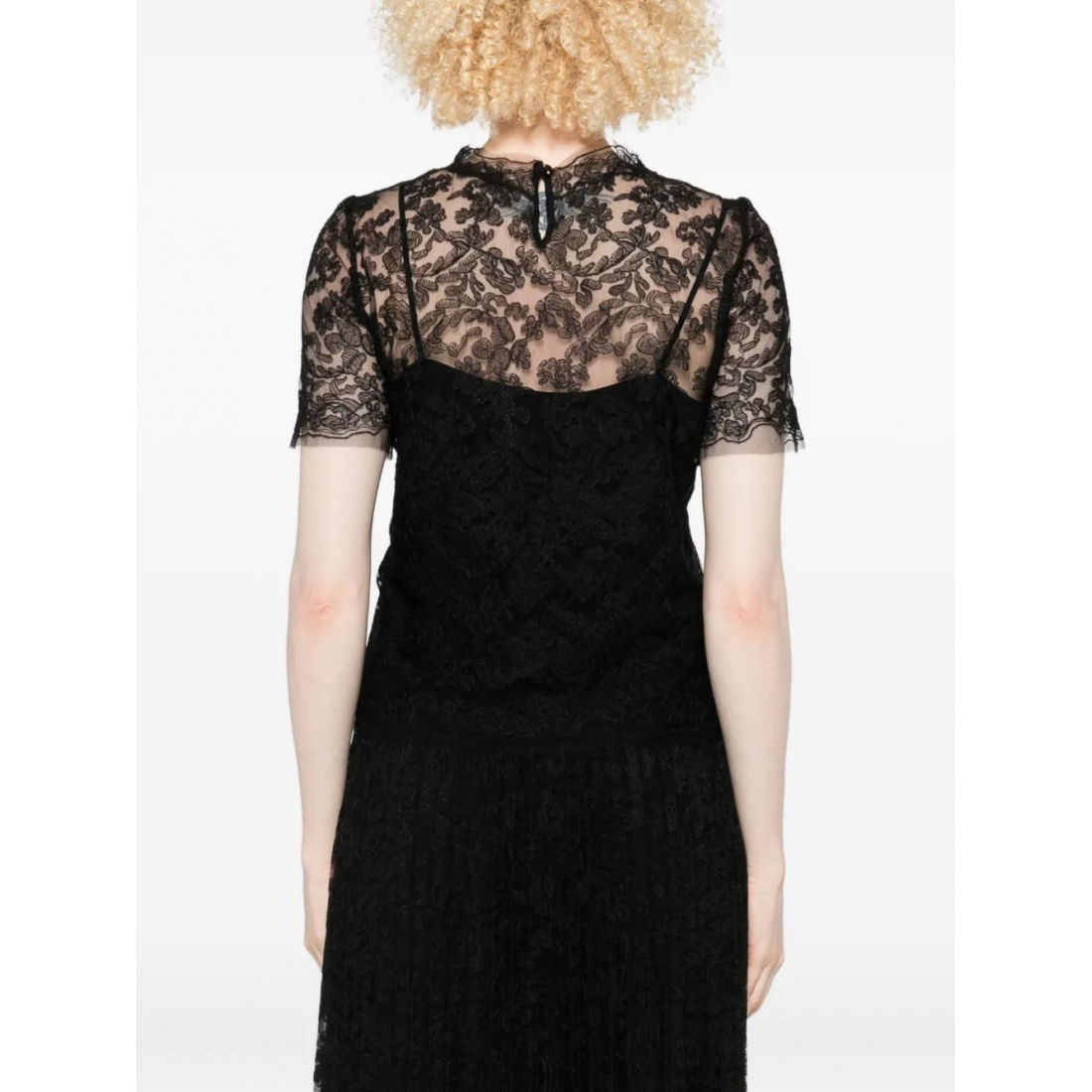 Top à manches courtes 'Floral-Lace' pour Femmes