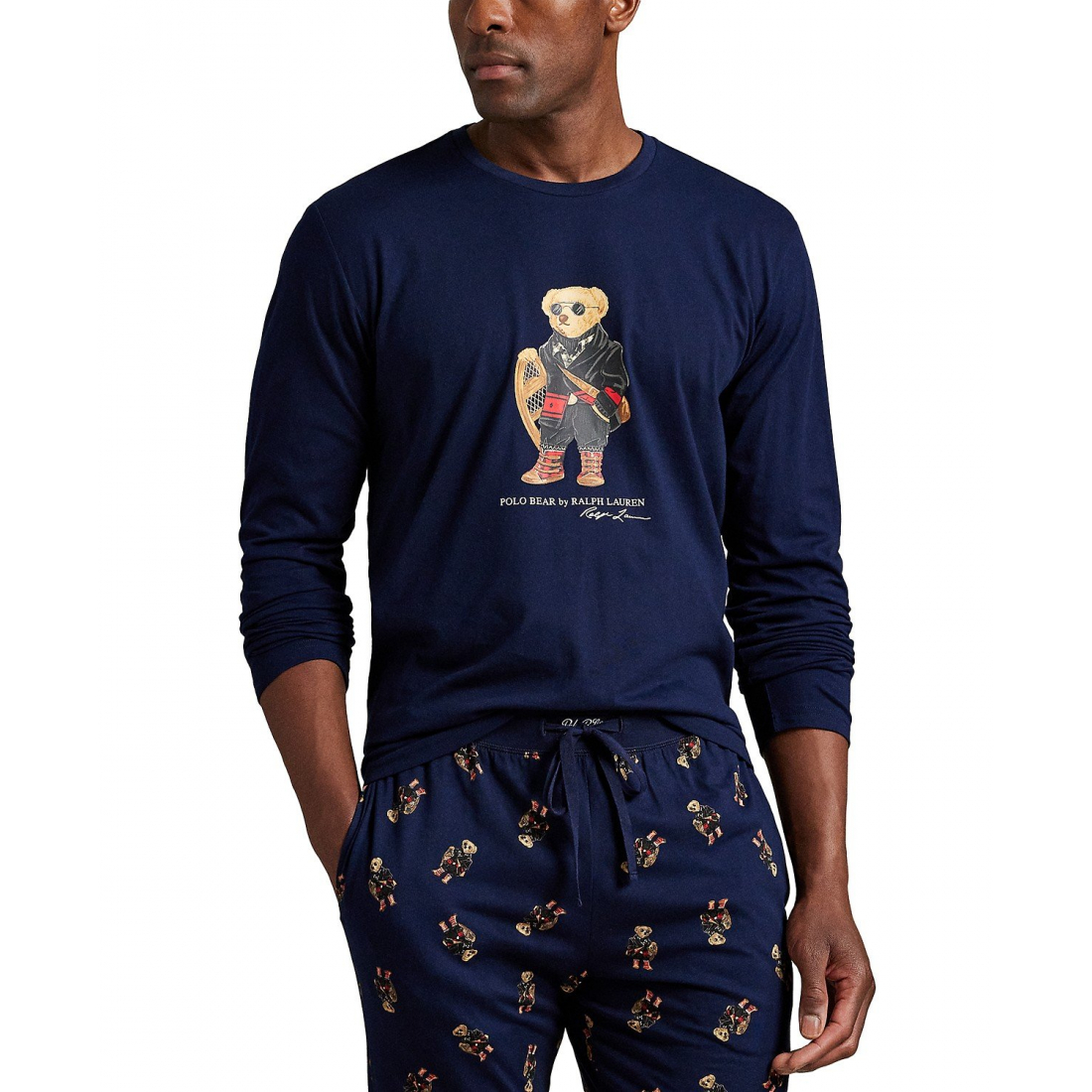 '2-Piece Long Sleeve Crew T-Shirt and Joggers Pajama Set' pour Hommes