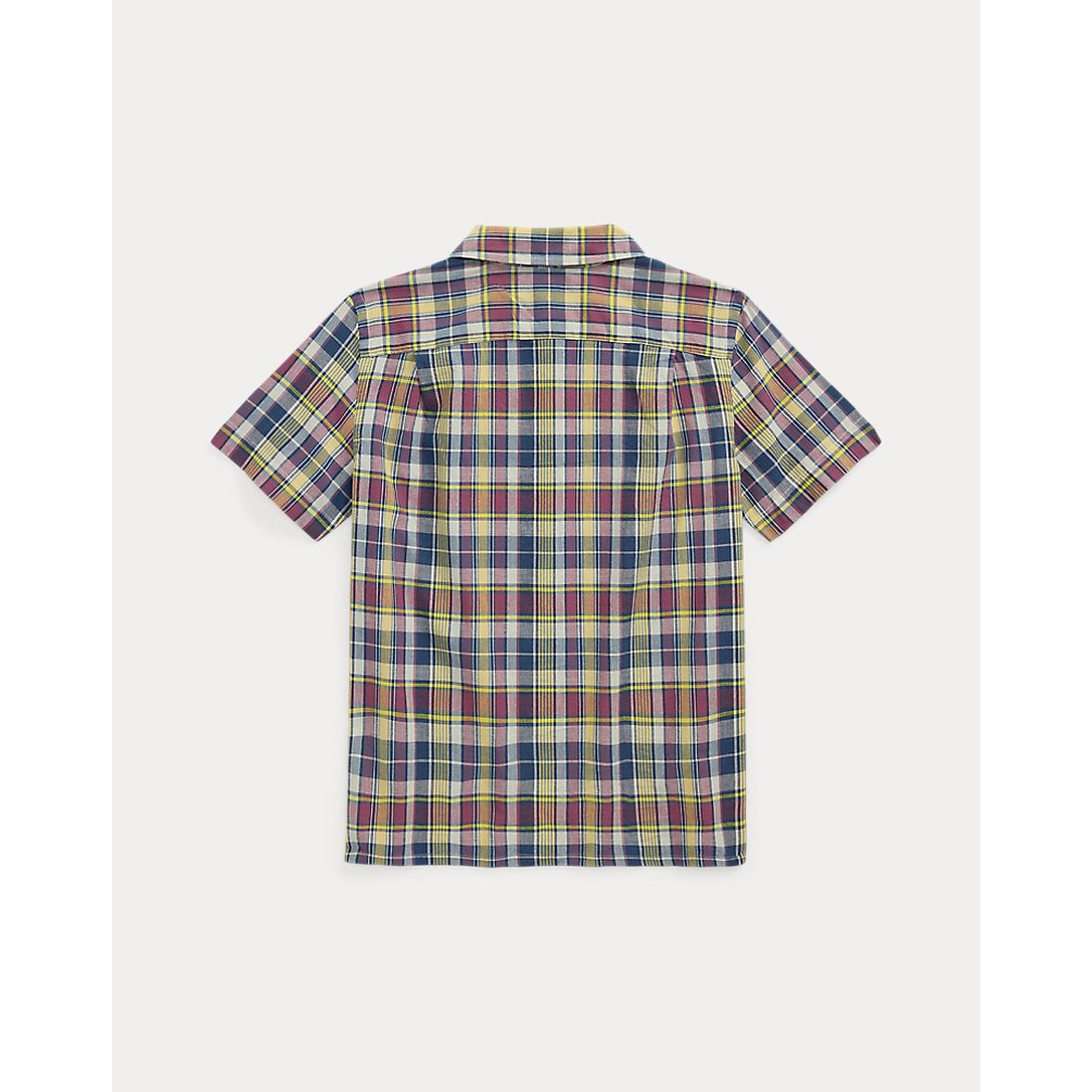 'Plaid Cotton Camp Shirt' pour Garçons