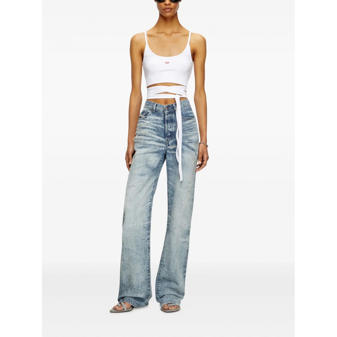 Jeans '1971 D-Sent Acid-Wash Distressed' pour Femmes