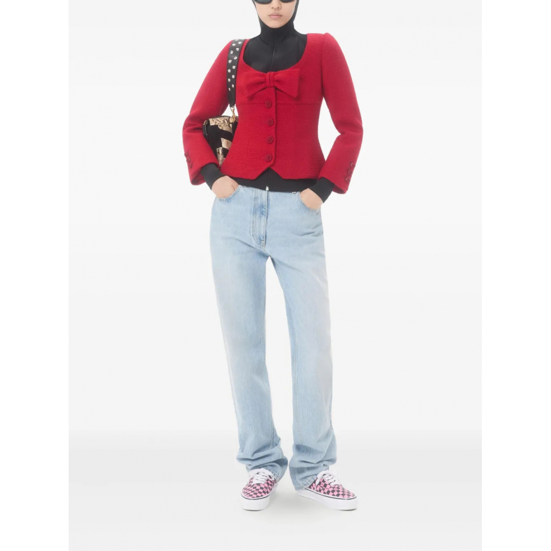 'Bow-Detail Tweed' Klassischer Blazer für Damen