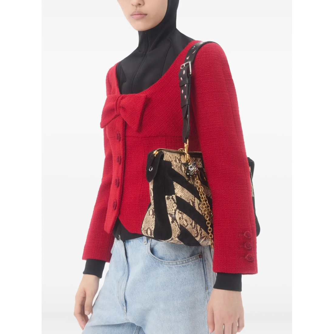 'Bow-Detail Tweed' Klassischer Blazer für Damen