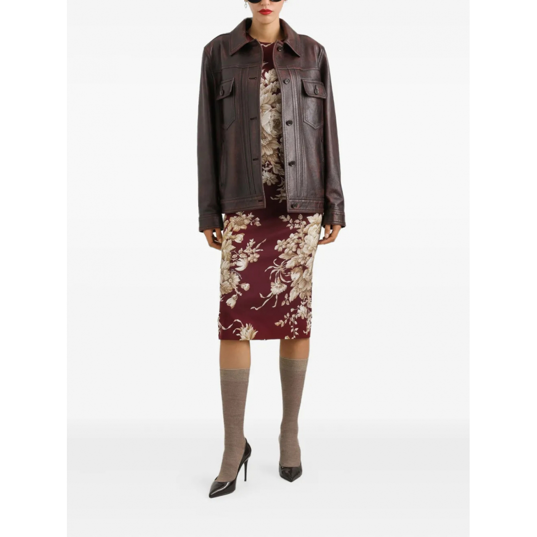 Robe Midi 'Floral-Print Long-Sleeve' pour Femmes