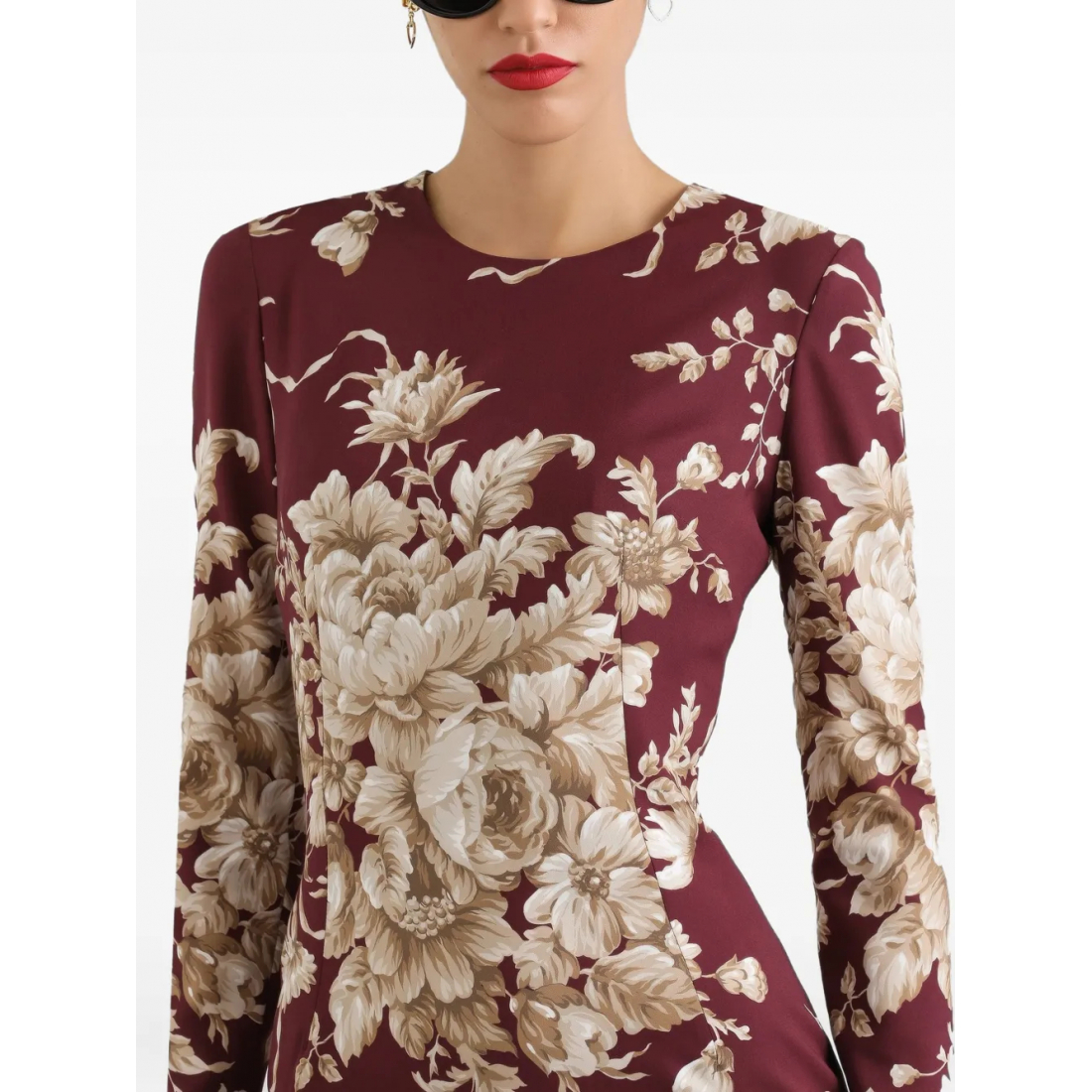 Robe Midi 'Floral-Print Long-Sleeve' pour Femmes