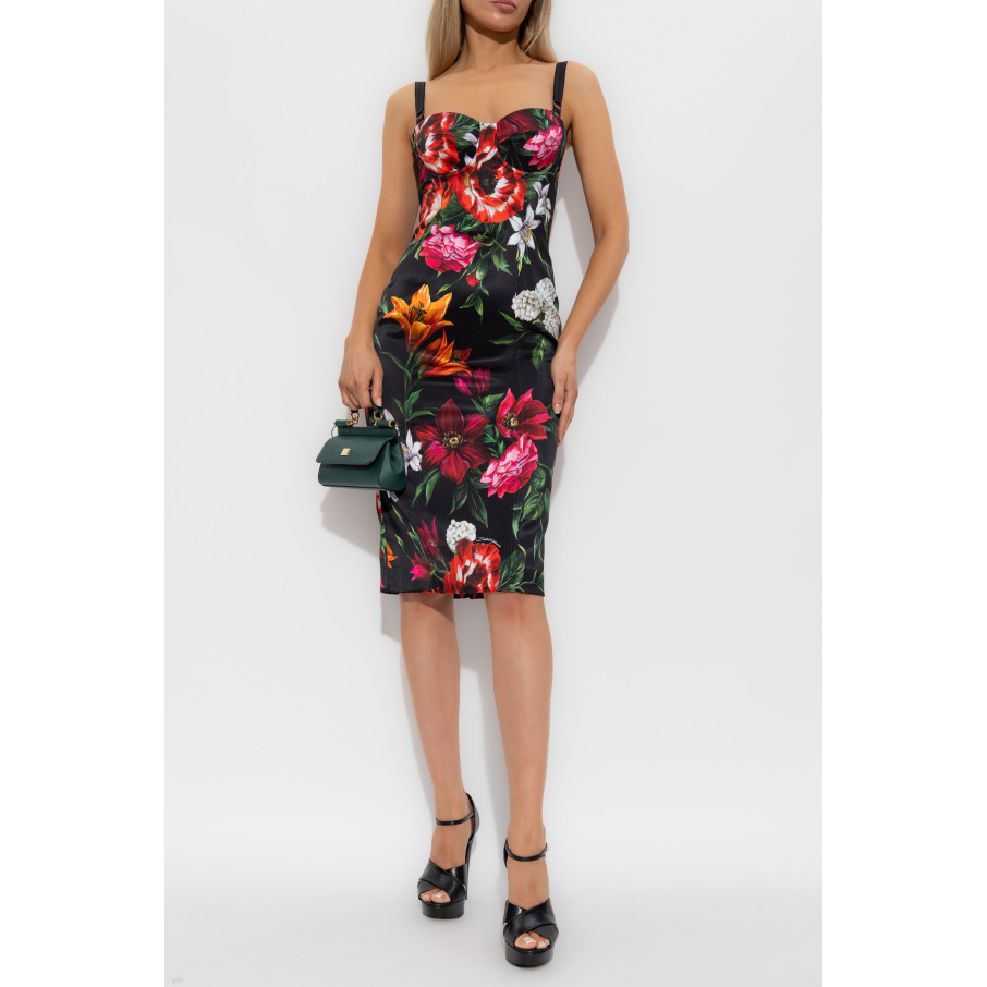 Robe Midi 'Floral-Print Corset' pour Femmes