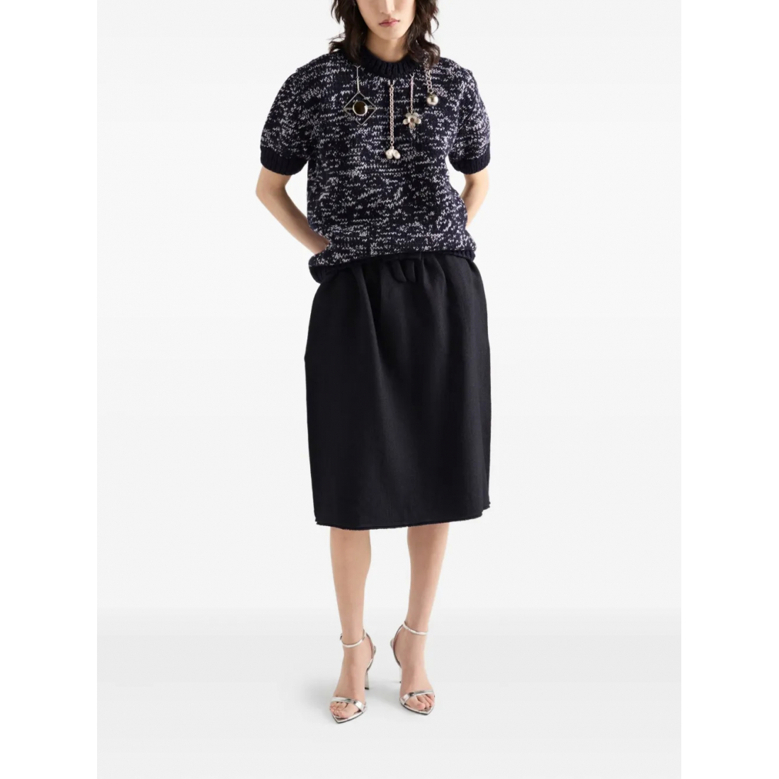 Jupe Midi 'Bow-Detailed Frayed-Edge' pour Femmes