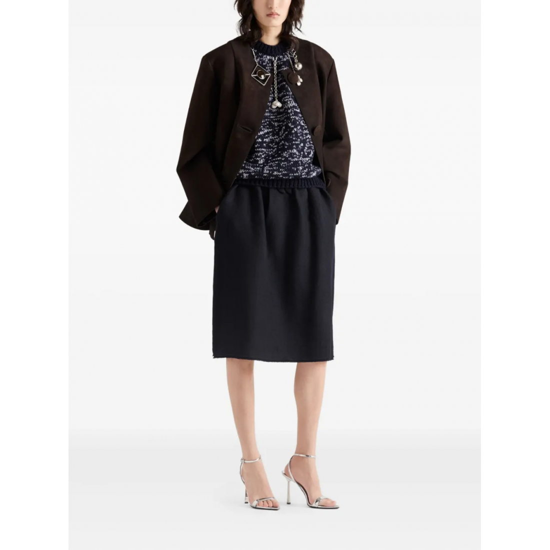 Jupe Midi 'Bow-Detailed Frayed-Edge' pour Femmes