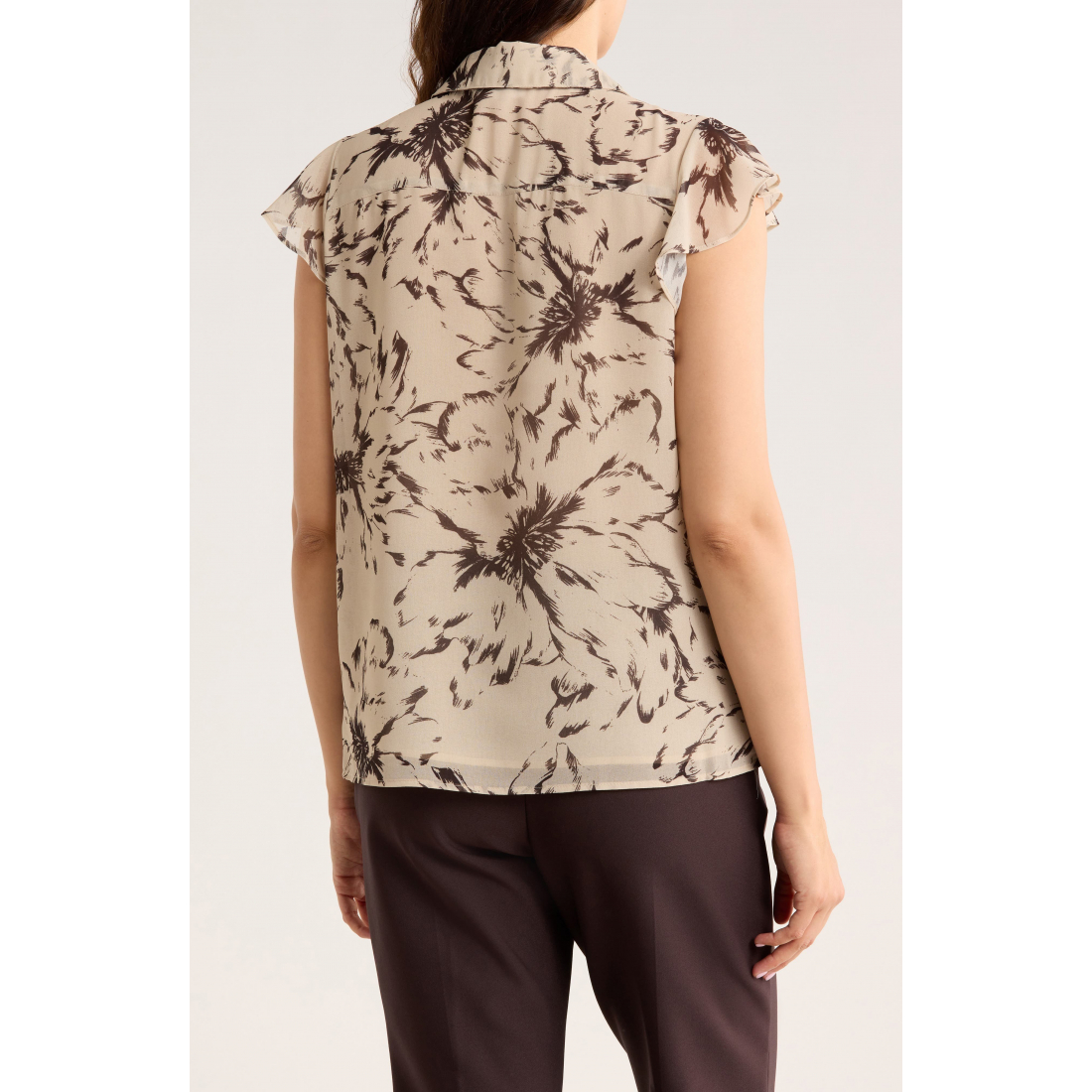 Chemise 'Cap Sleeve Ruffle Button-Up' pour Femmes