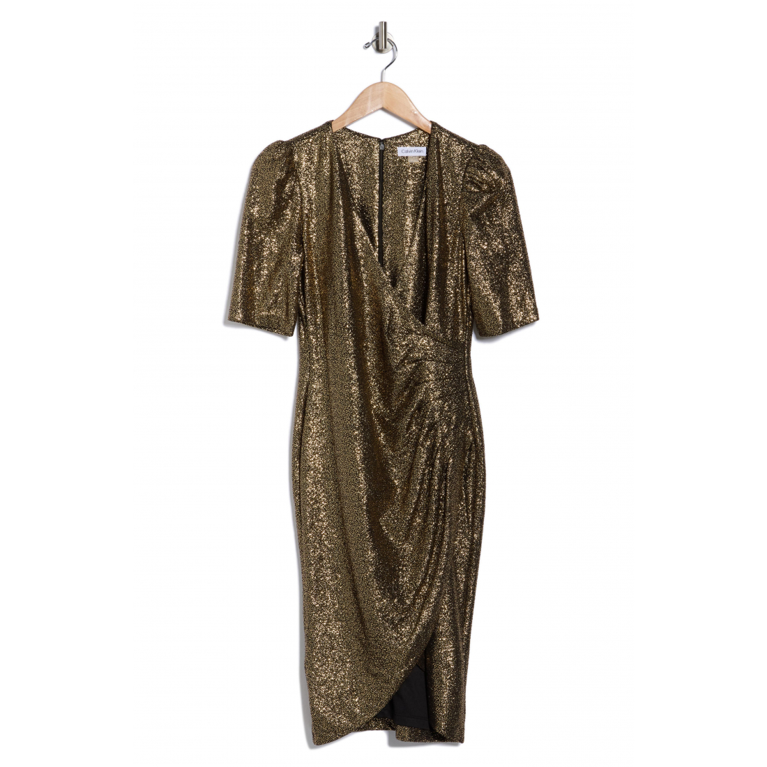 Women's 'Metallic Short Sleeve' Wrap dress