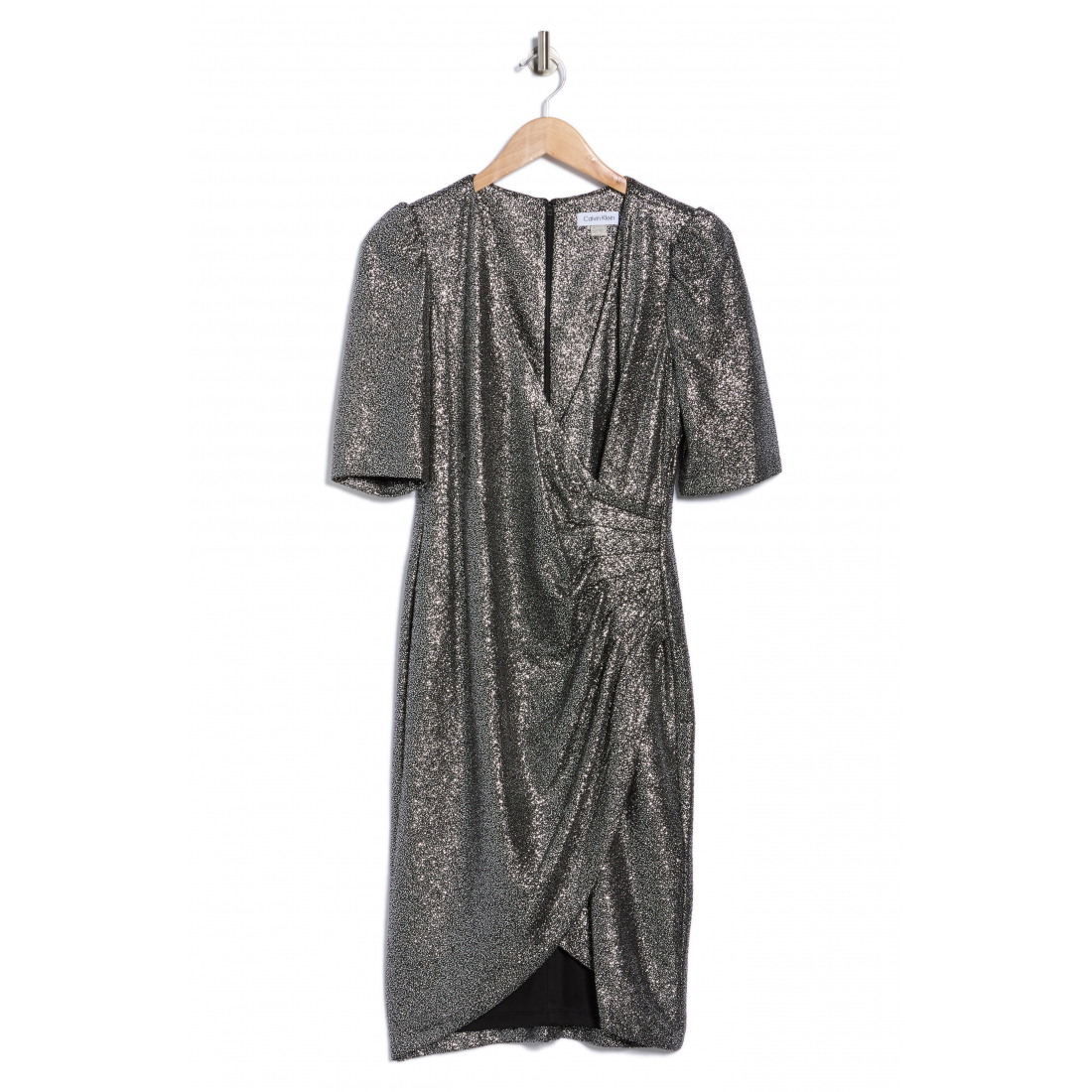 Women's 'Metallic Short Sleeve' Wrap dress