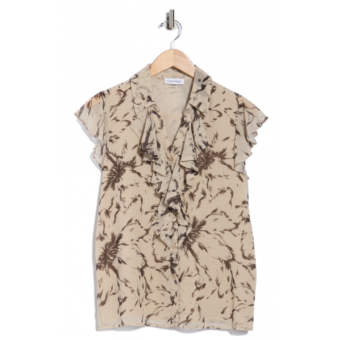 Chemise 'Cap Sleeve Ruffle Button-Up' pour Femmes