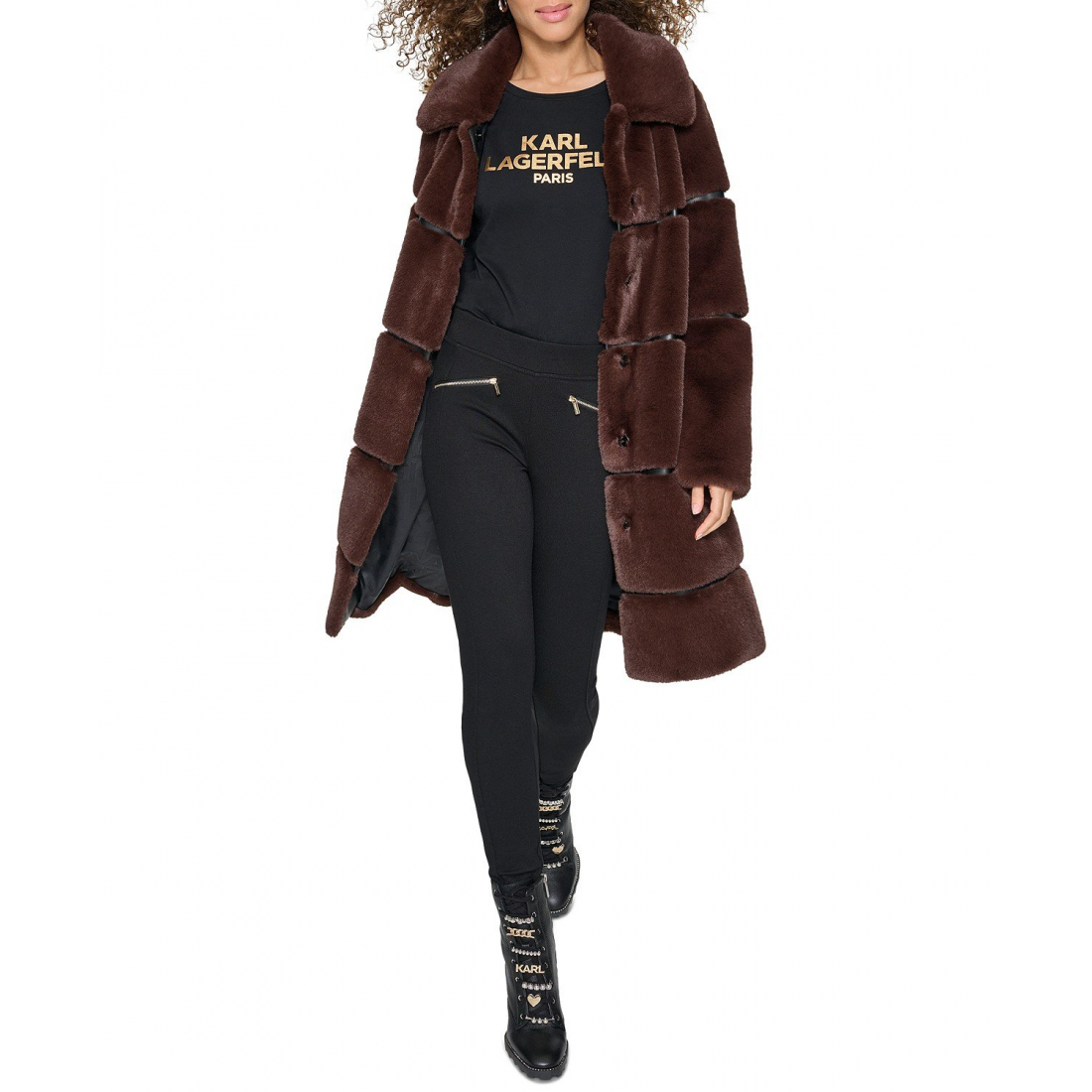 Manteau Teddy 'Womens Faux-Leather Trim Faux-Fur' pour Femmes