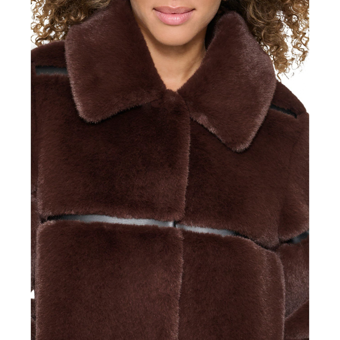 Manteau Teddy 'Womens Faux-Leather Trim Faux-Fur' pour Femmes