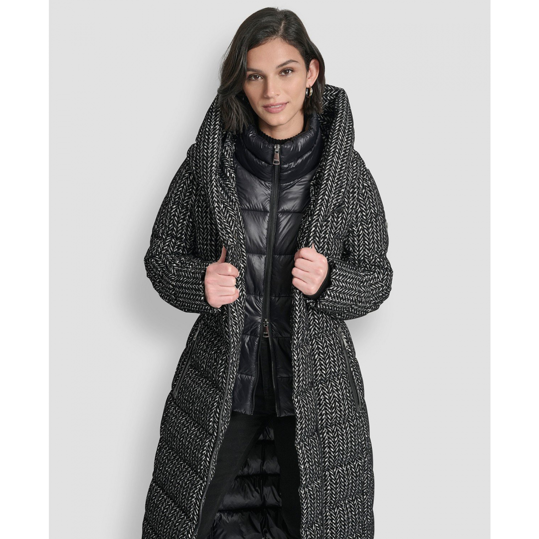 Manteau matelassé 'Bibbed Shawl Collar Hooded' pour Femmes