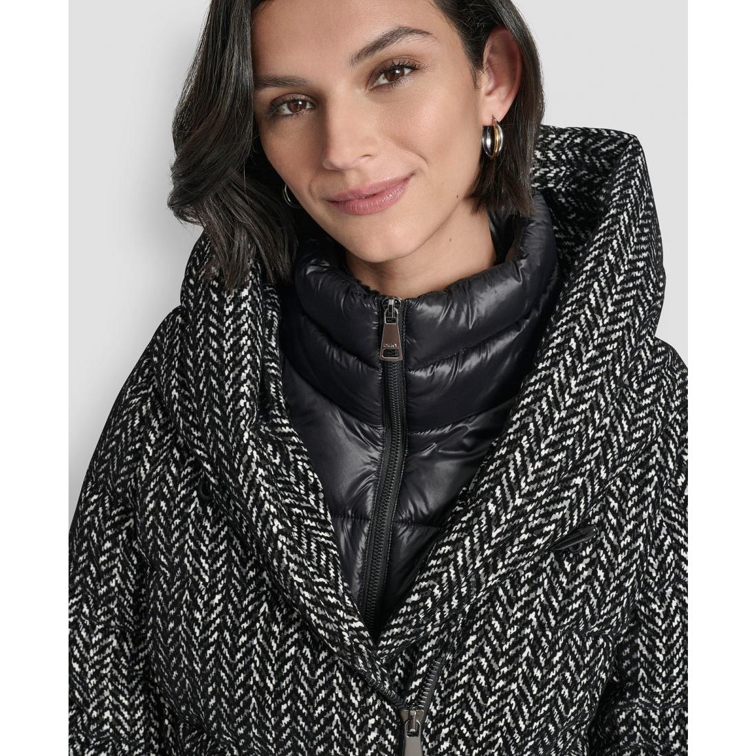 Manteau matelassé 'Bibbed Shawl Collar Hooded' pour Femmes