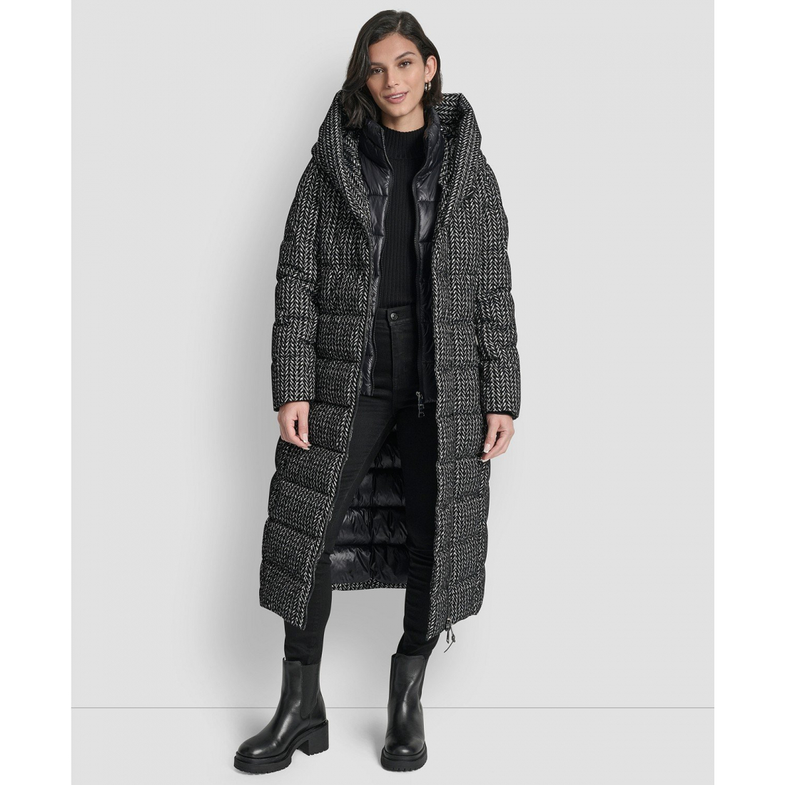 Manteau matelassé 'Bibbed Shawl Collar Hooded' pour Femmes