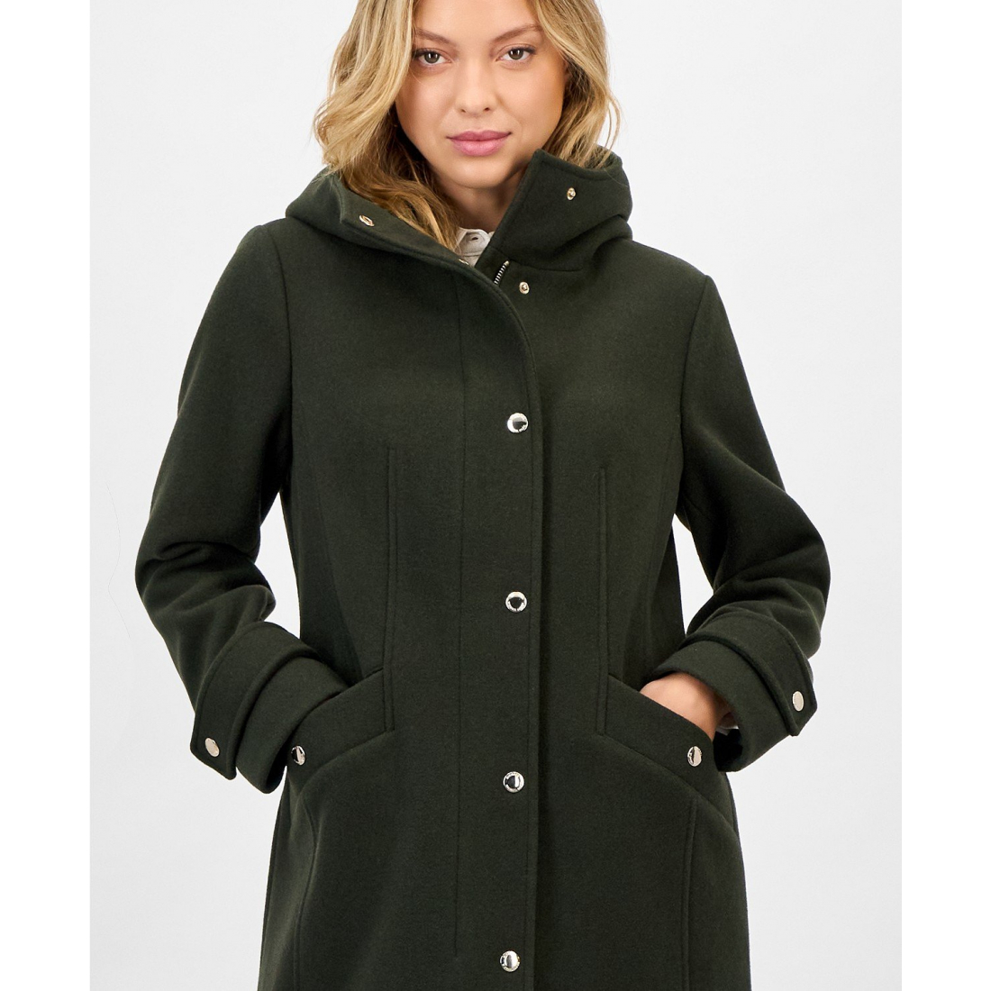 Women's 'Hooded Button-Front' Coat