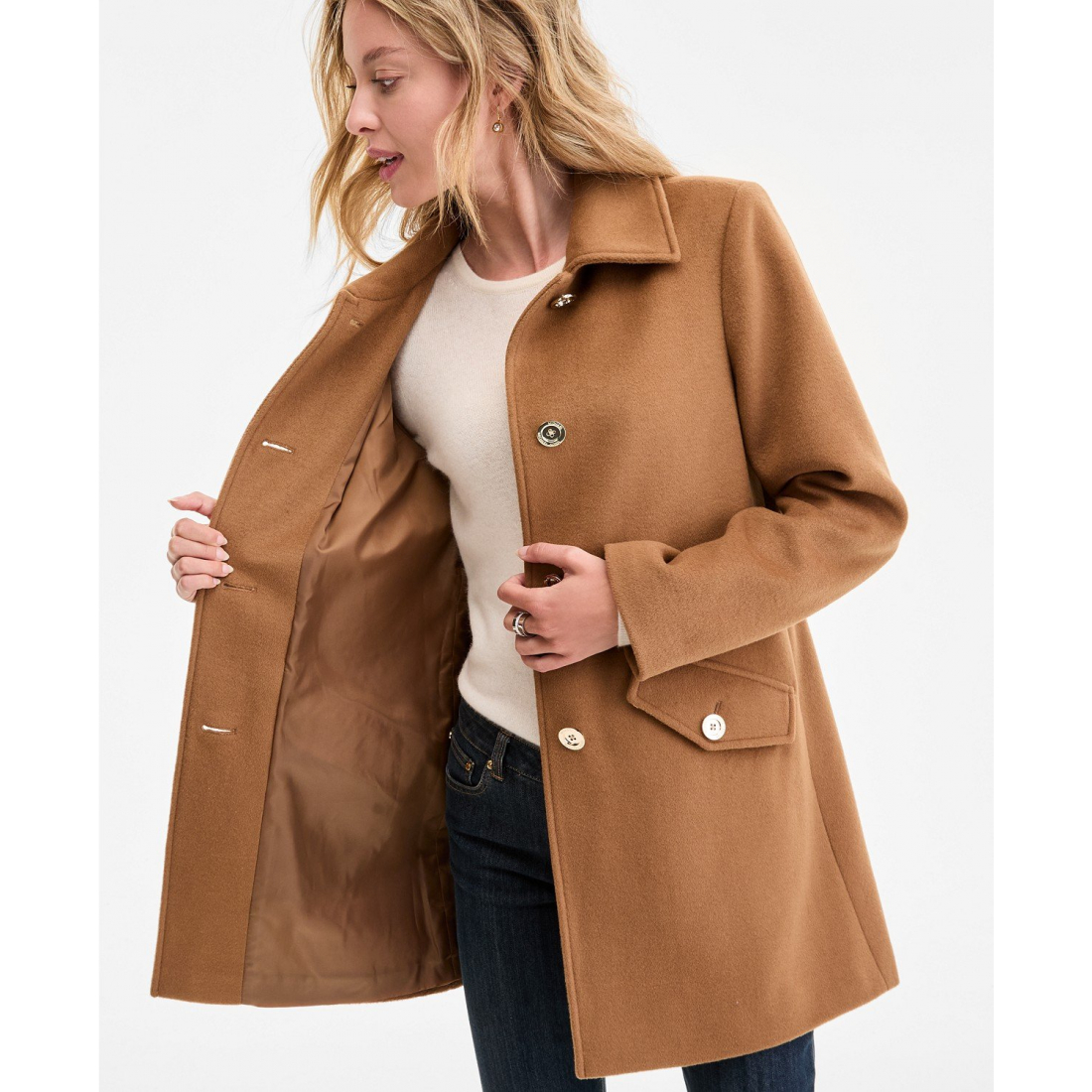 Manteau 'Collared Button-Front' pour Femmes