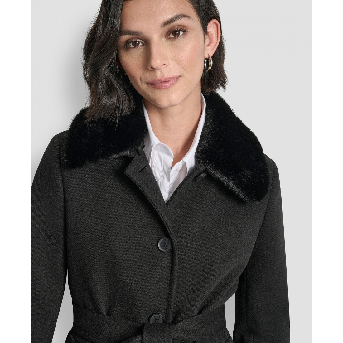 Manteau à ceinture 'Single-Breasted Pillow Collar' pour Femmes