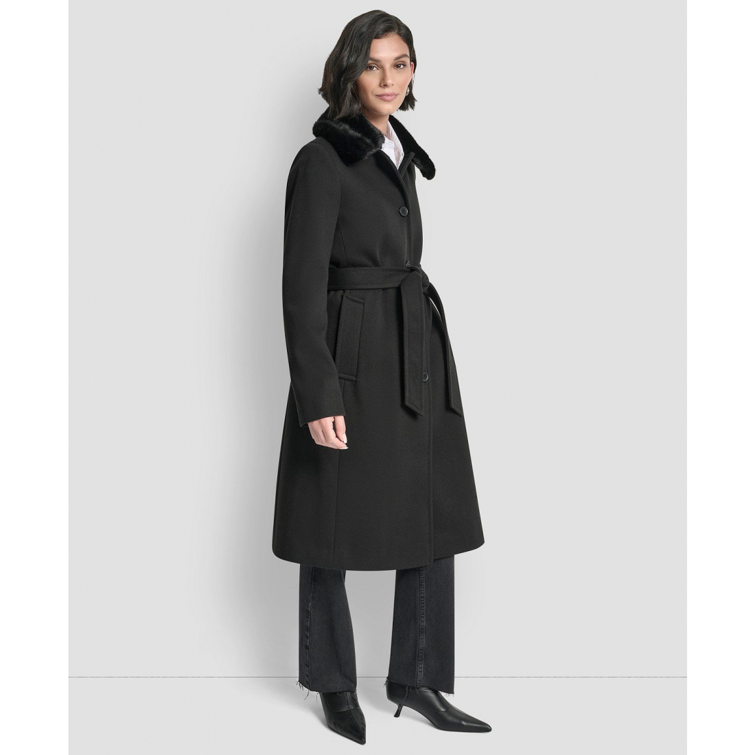 Manteau à ceinture 'Single-Breasted Pillow Collar' pour Femmes