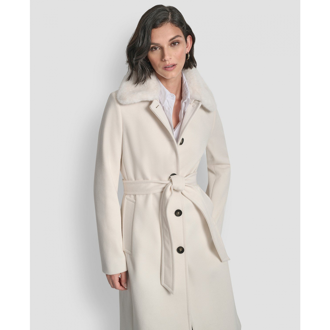 Manteau à ceinture 'Single-Breasted Pillow Collar' pour Femmes