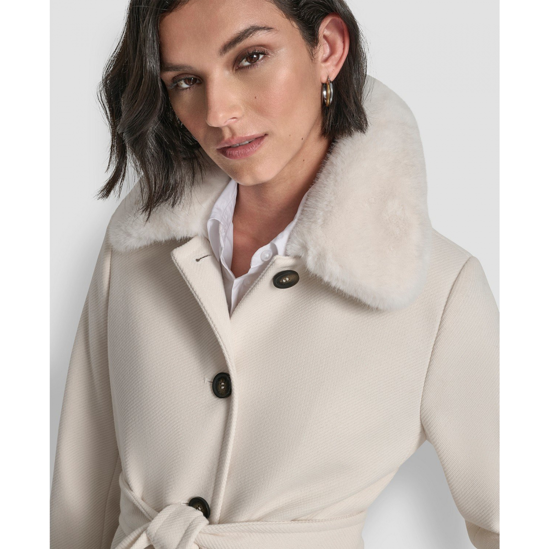 Manteau à ceinture 'Single-Breasted Pillow Collar' pour Femmes