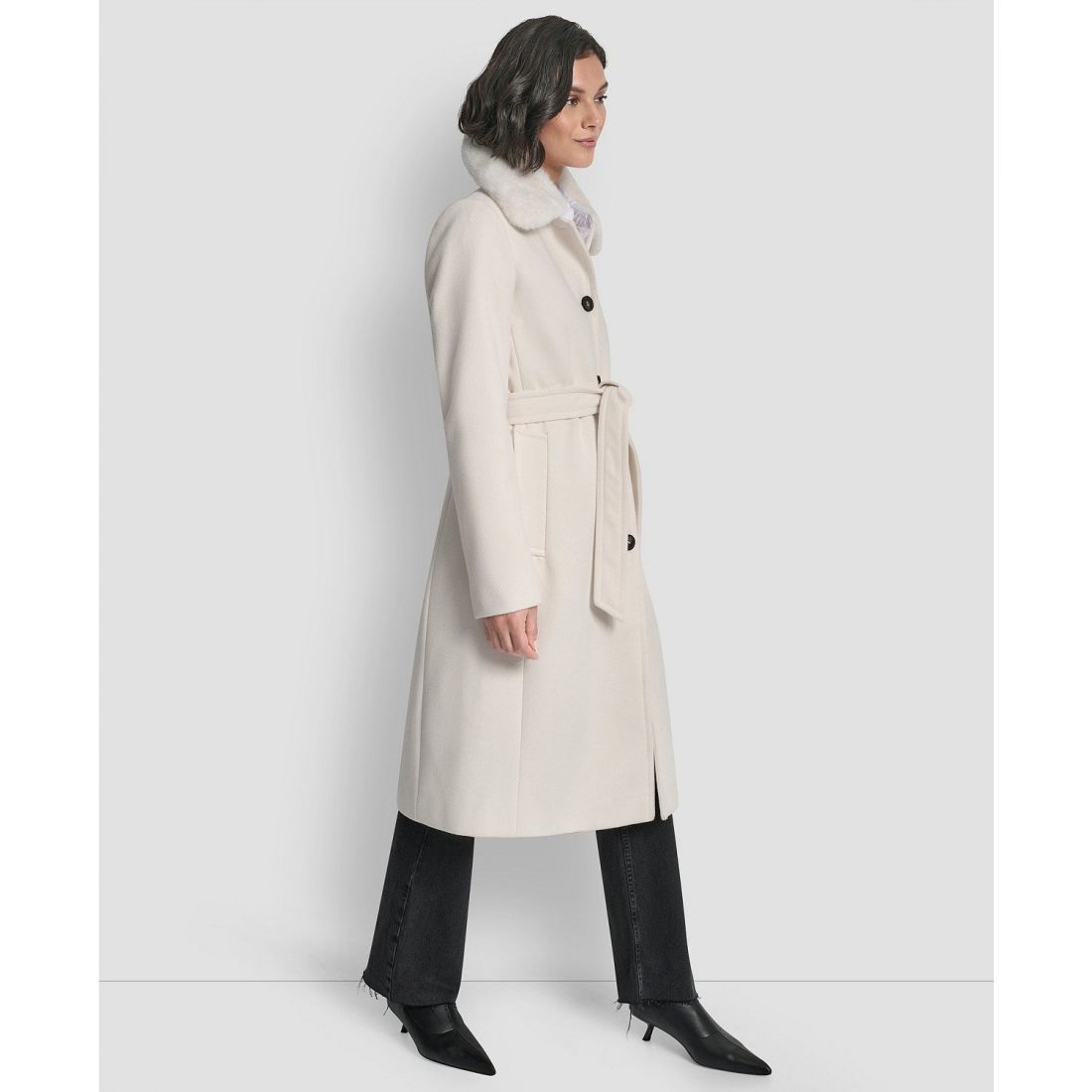 Manteau à ceinture 'Single-Breasted Pillow Collar' pour Femmes