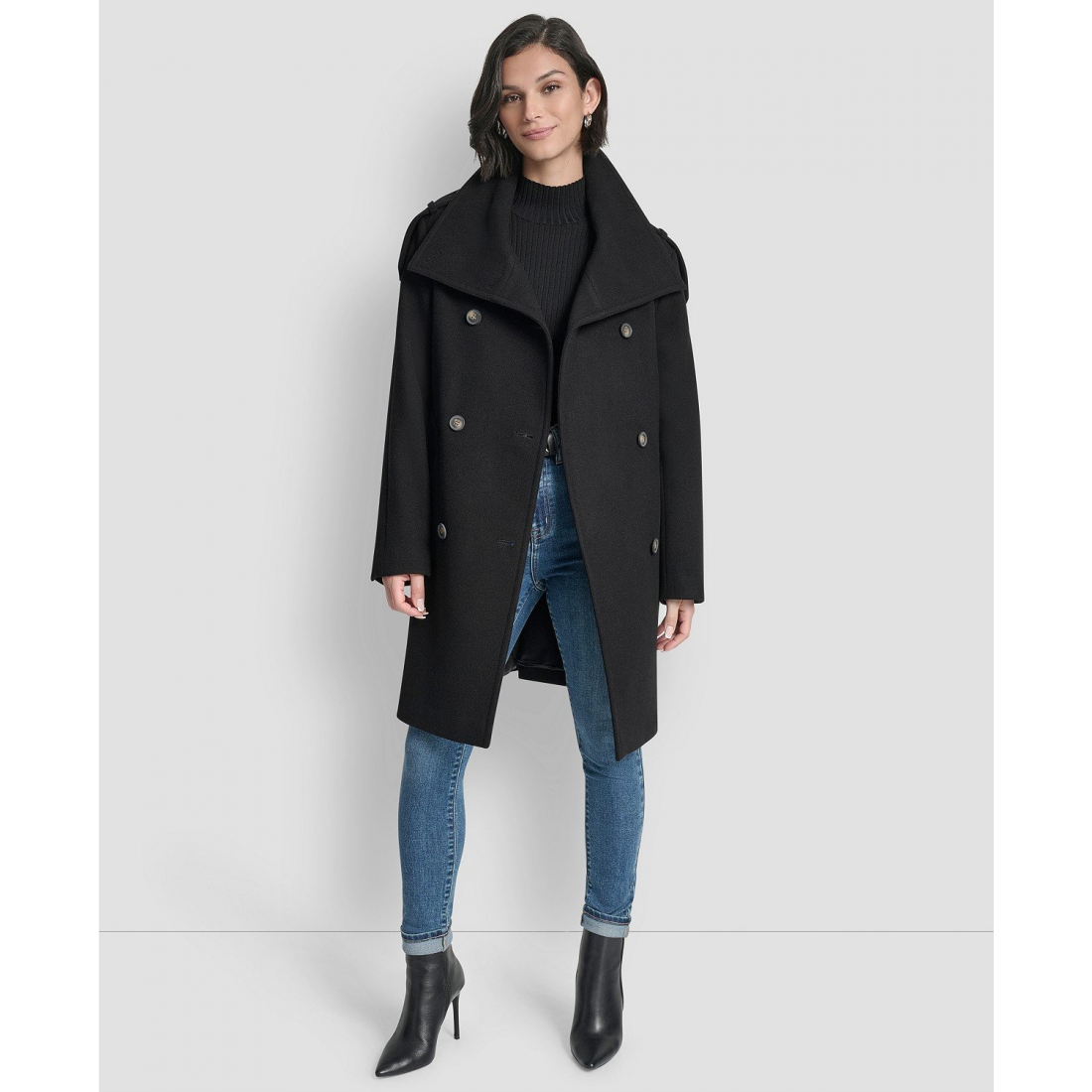 Caban 'Double-Breasted Funnel Neck Military' pour Femmes