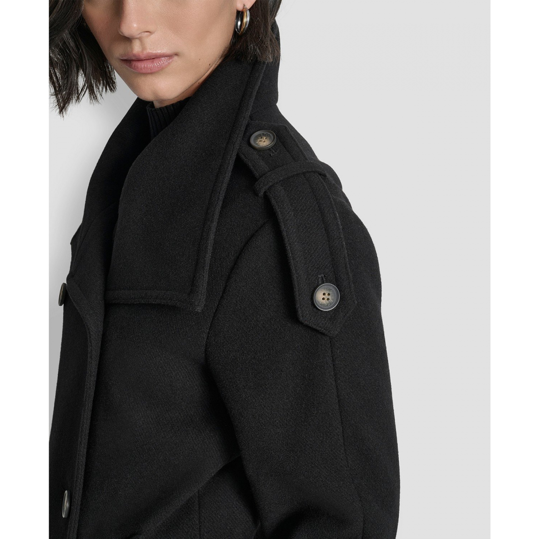 Caban 'Double-Breasted Funnel Neck Military' pour Femmes