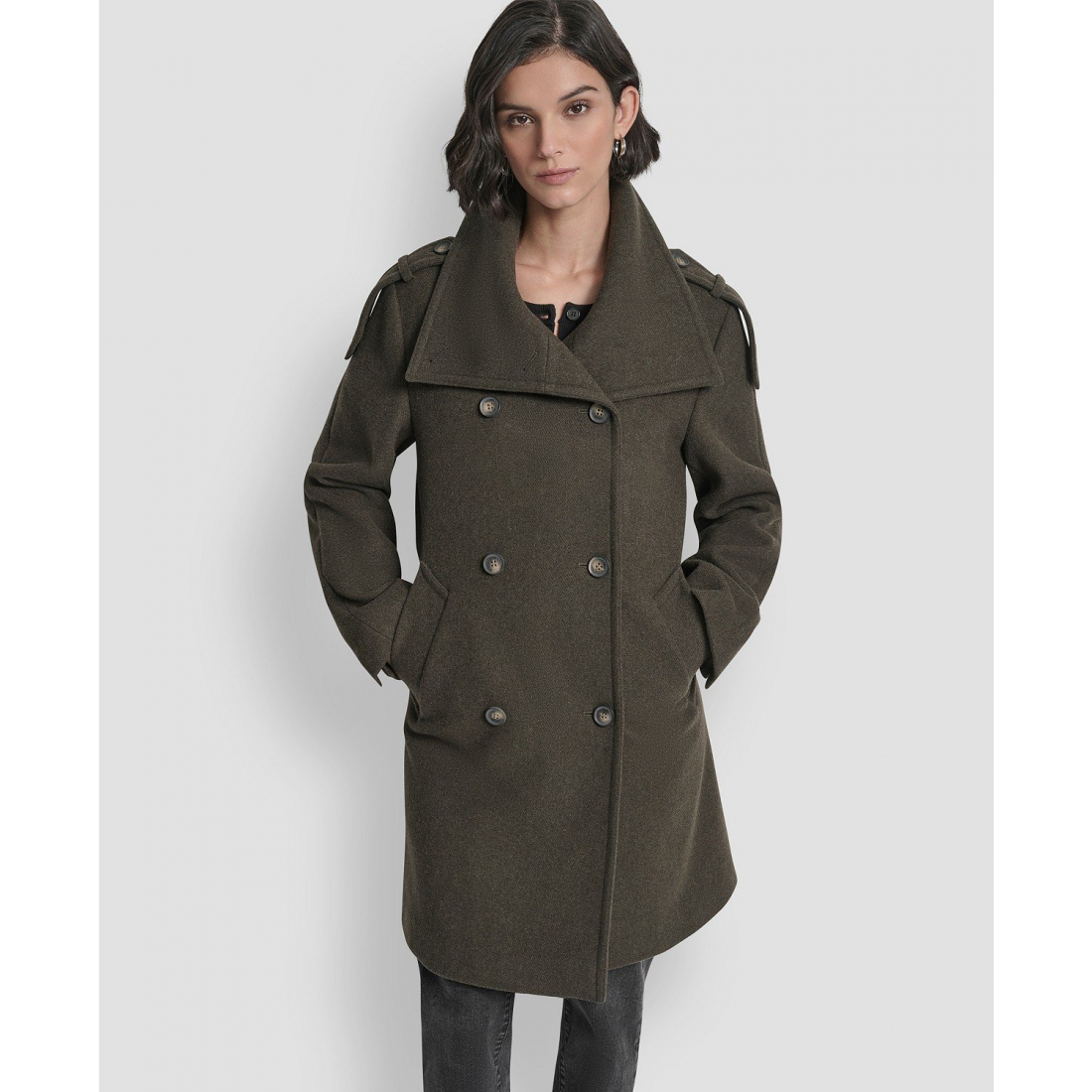 Manteau 'Double-Breasted Funnel Neck Military' pour Femmes