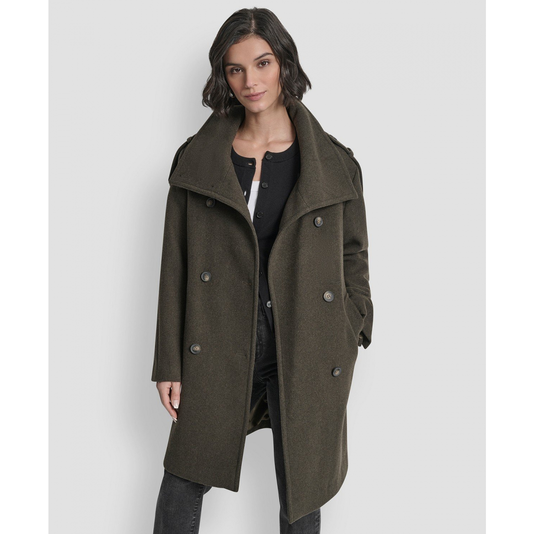 Manteau 'Double-Breasted Funnel Neck Military' pour Femmes