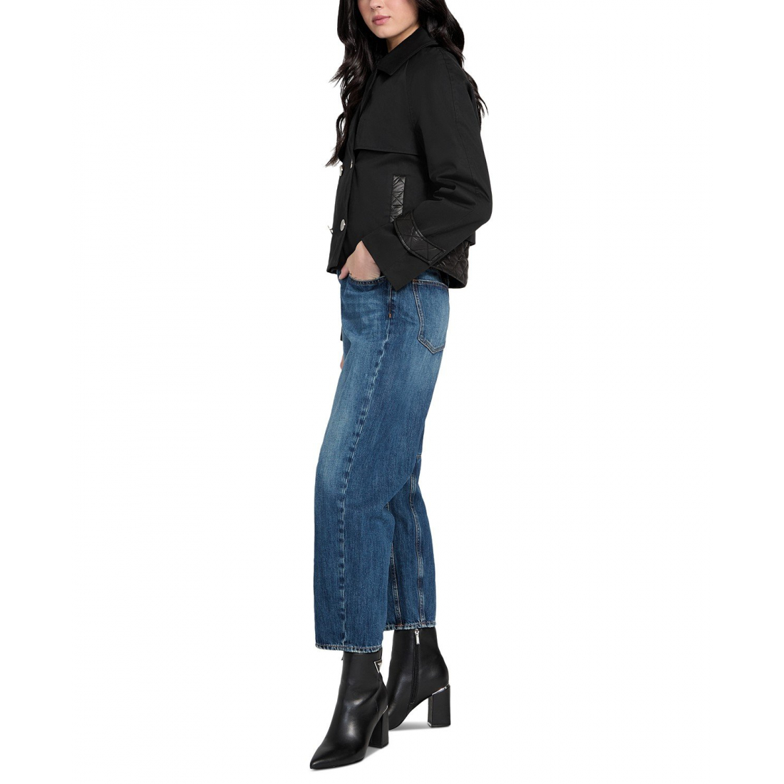 'Cropped Quilted-Trim' Trenchcoat für Damen