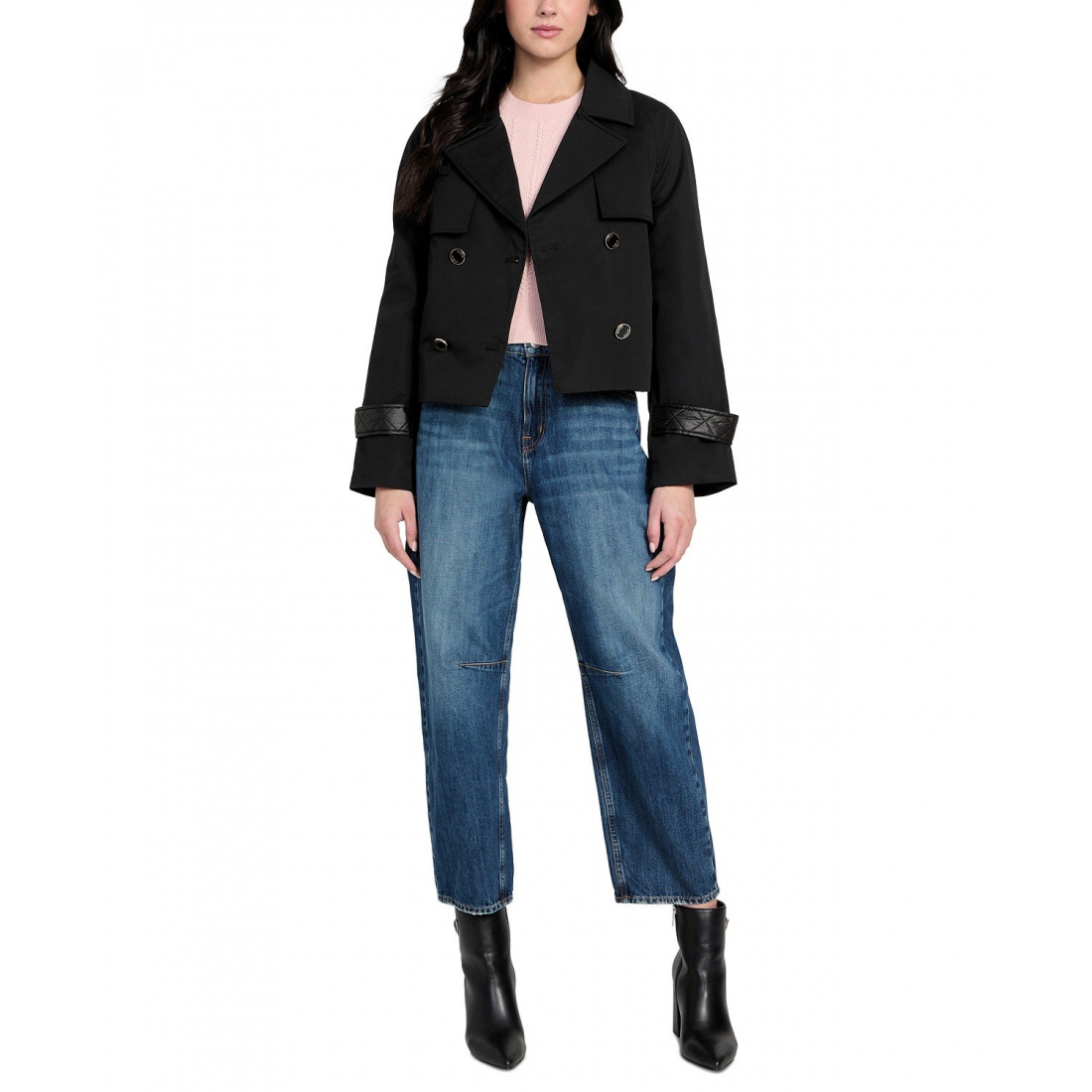 'Cropped Quilted-Trim' Trenchcoat für Damen