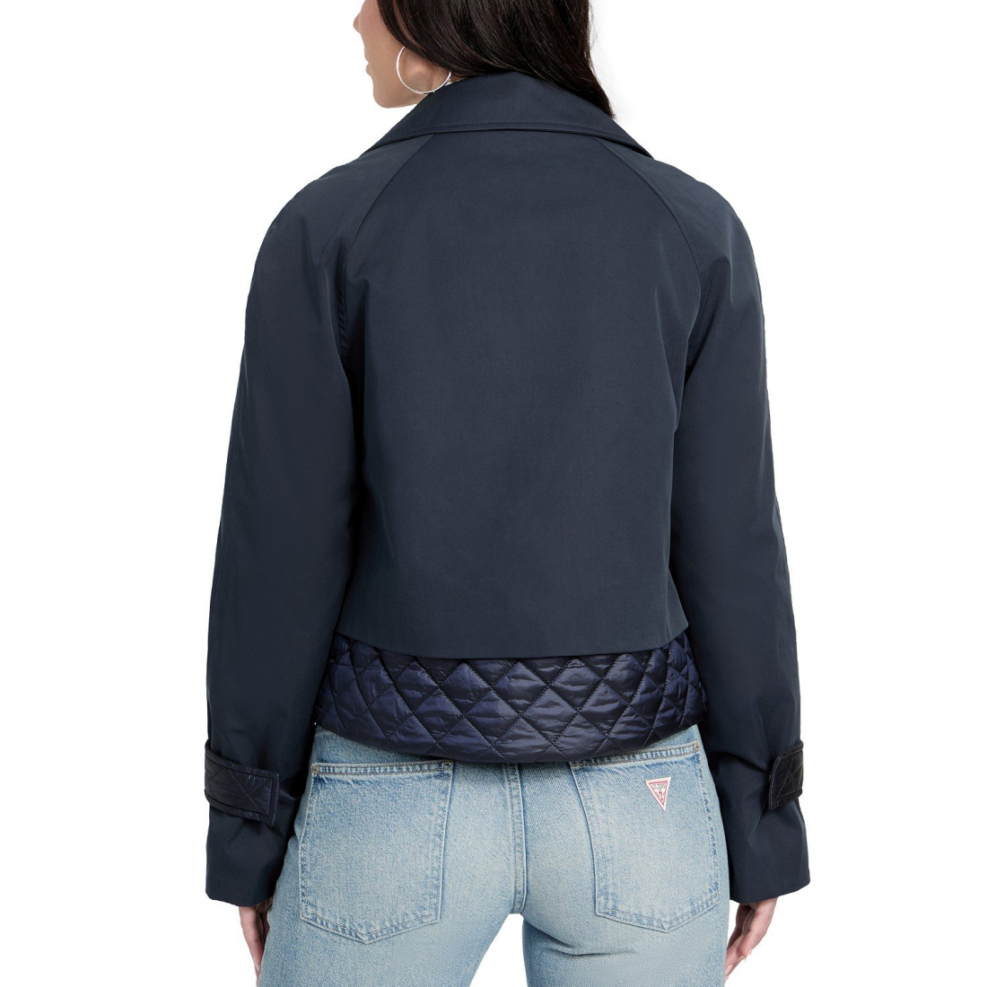 Women's 'Cropped Quilted-Trim' Trench Coat