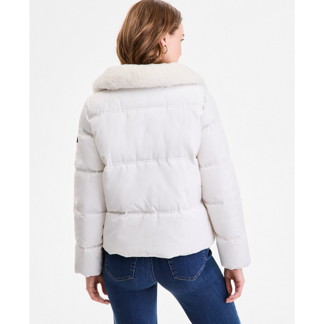 Manteau matelassé 'Faux-Fur-Collar Zip-Front' pour Femmes