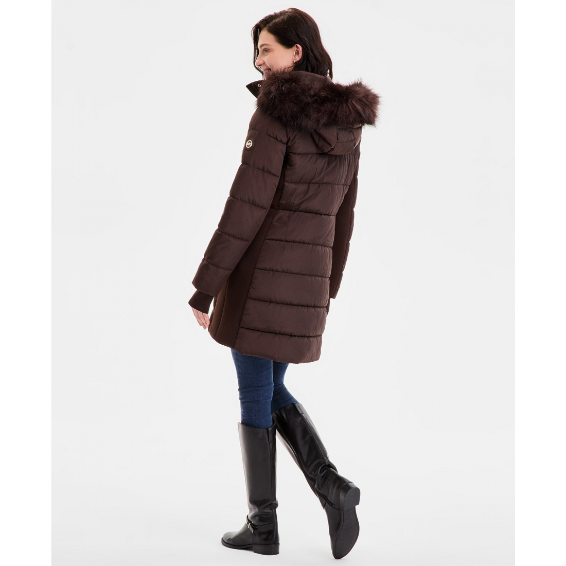 Manteau matelassé 'Faux-Fur-Trim Hooded' pour Femmes