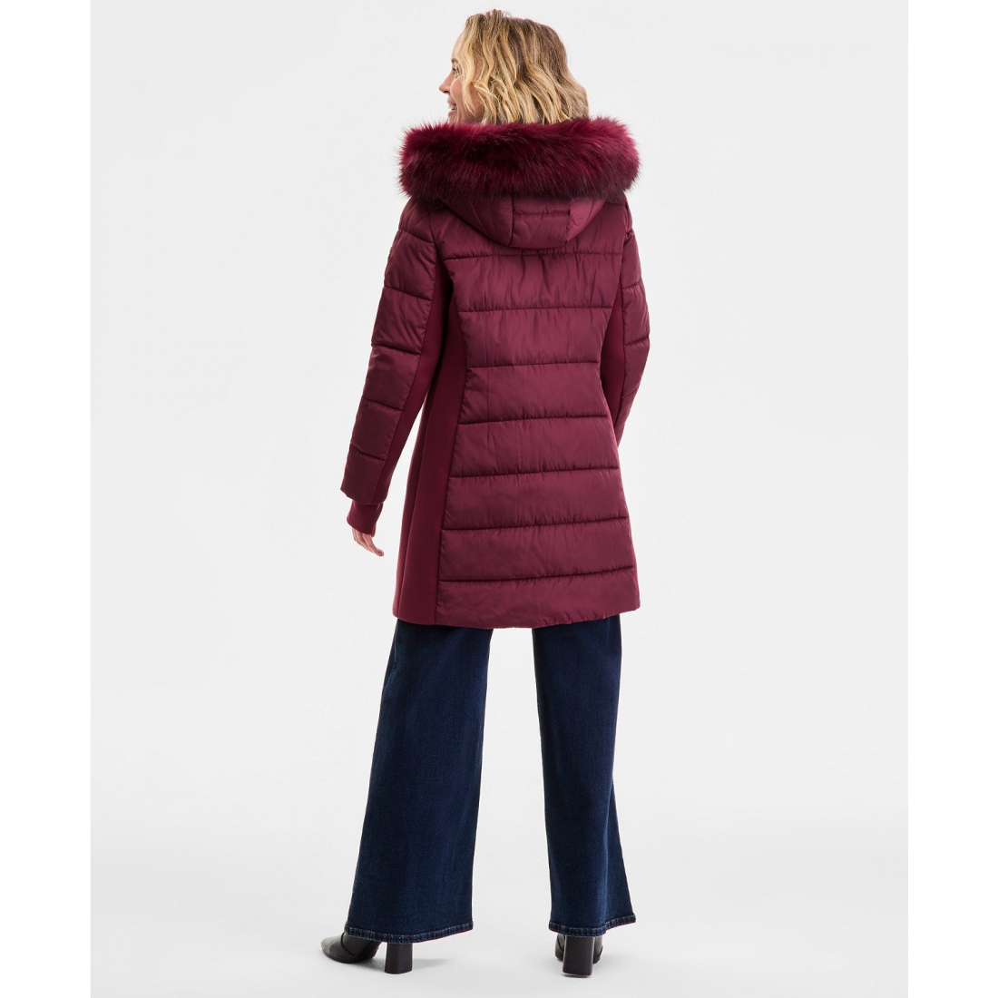 Manteau matelassé 'Faux-Fur-Trim Hooded' pour Femmes