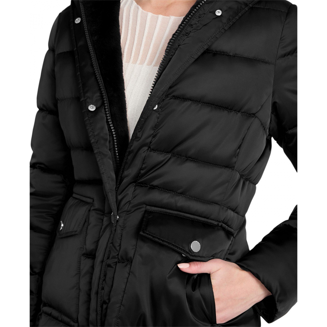 Manteau matelassé 'Hooded Faux-Fur-Lined' pour Femmes