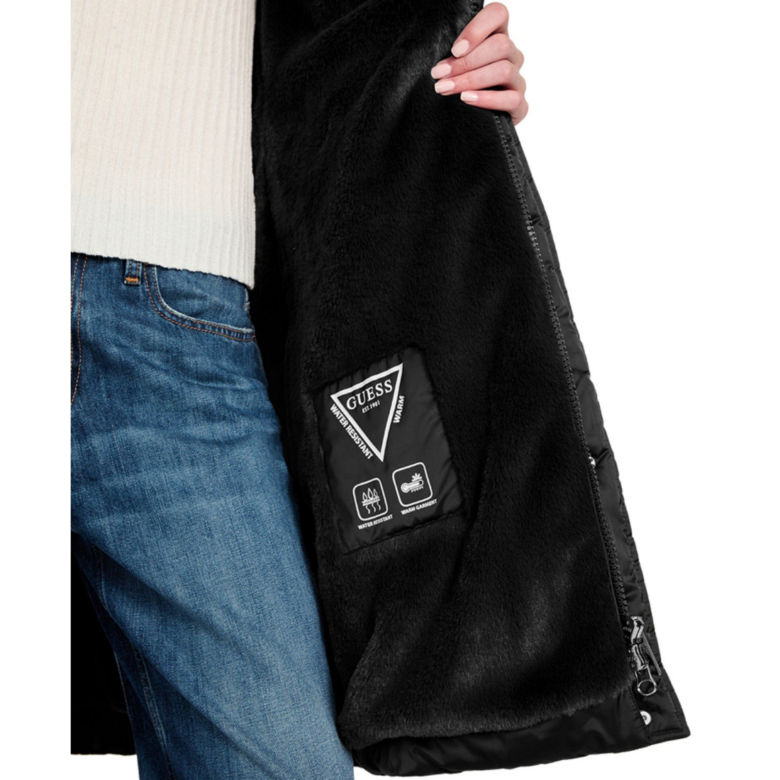 Manteau matelassé 'Hooded Faux-Fur-Lined' pour Femmes