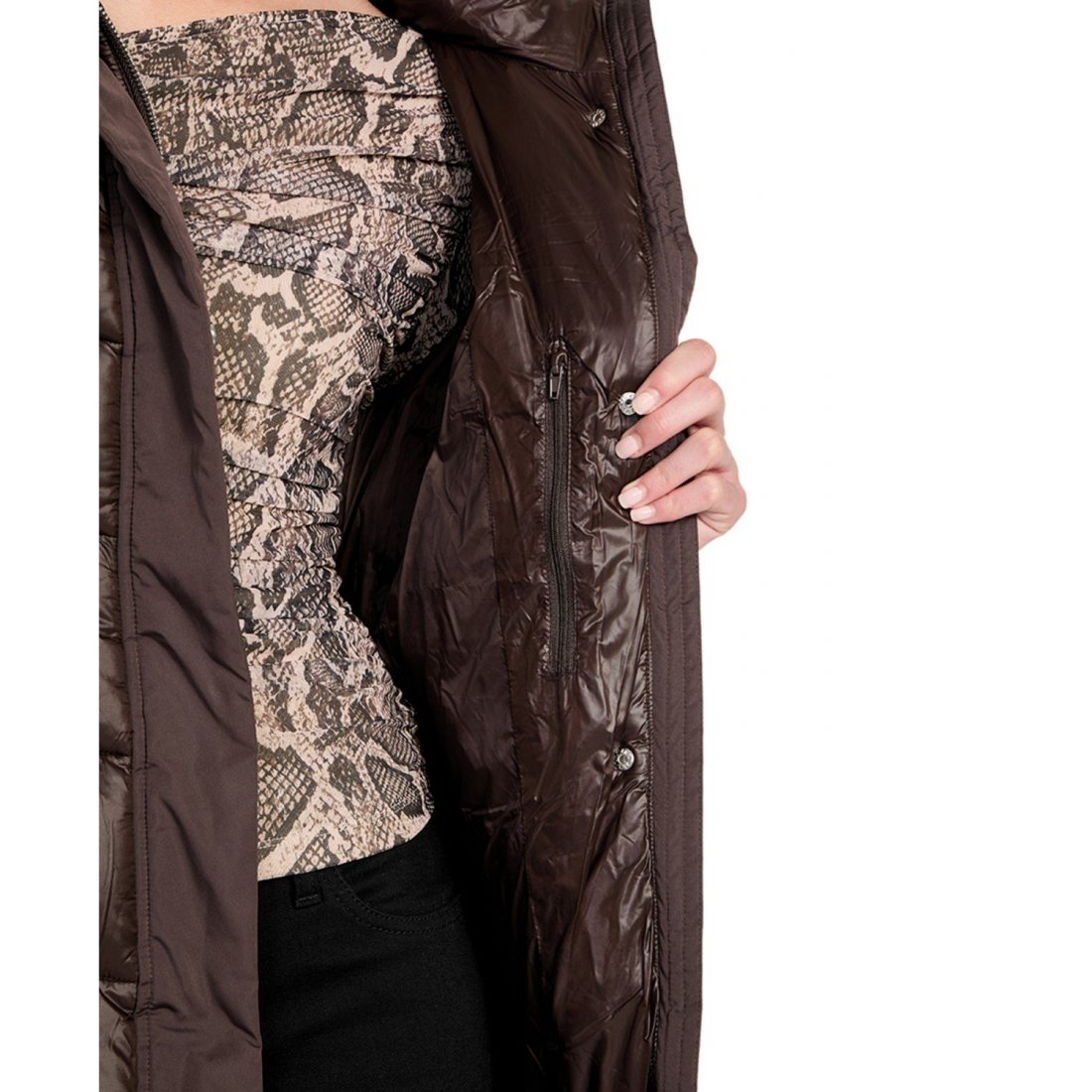 Manteau matelassé 'Faux-Fur Trim Hooded Maxi' pour Femmes