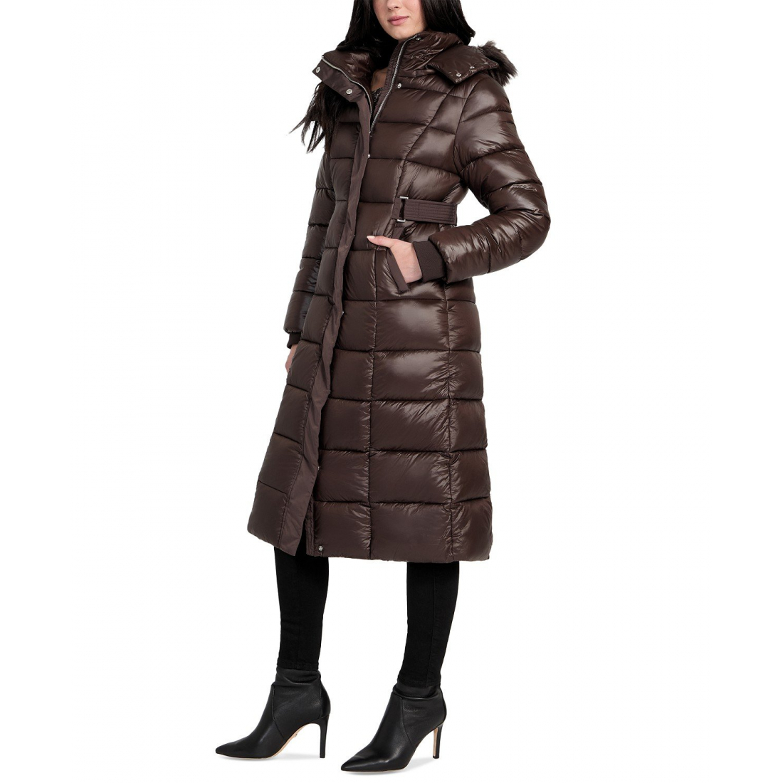 Manteau matelassé 'Faux-Fur Trim Hooded Maxi' pour Femmes