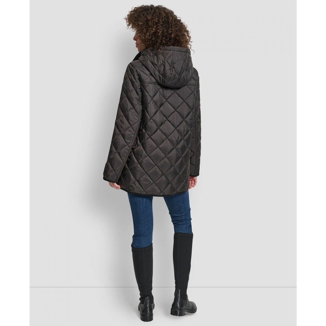 Women's 'Corduroy Collar Hooded Quilted' Coat