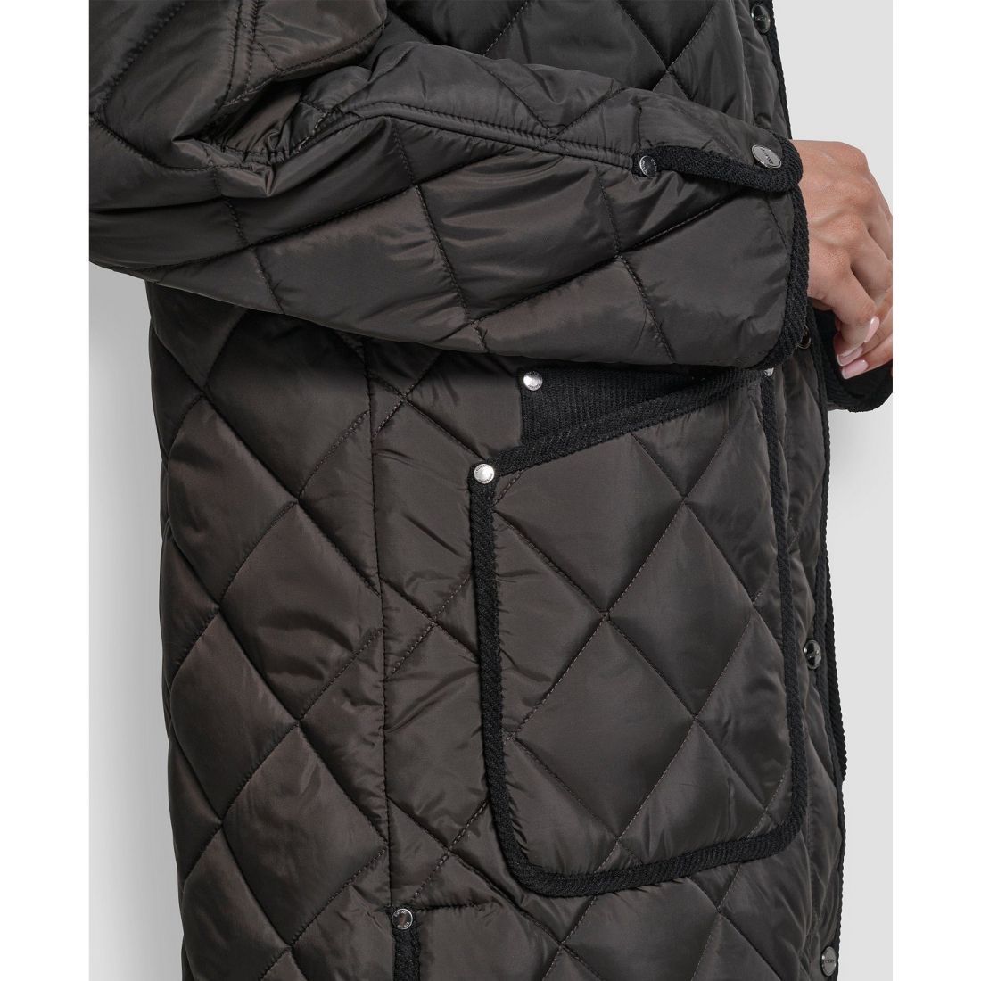 Women's 'Corduroy Collar Hooded Quilted' Coat