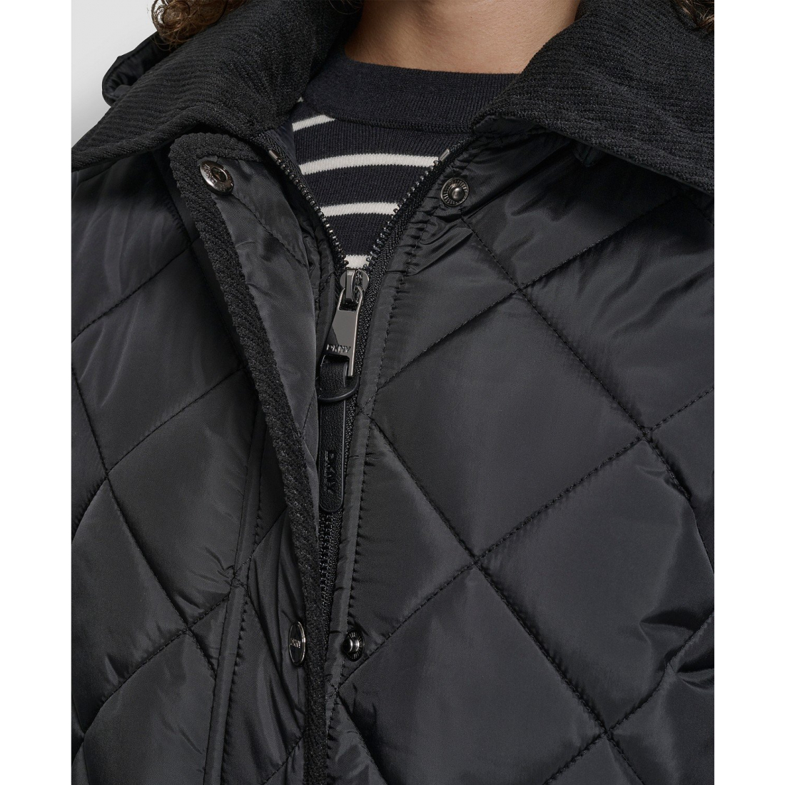 Women's 'Corduroy Collar Hooded Quilted' Coat