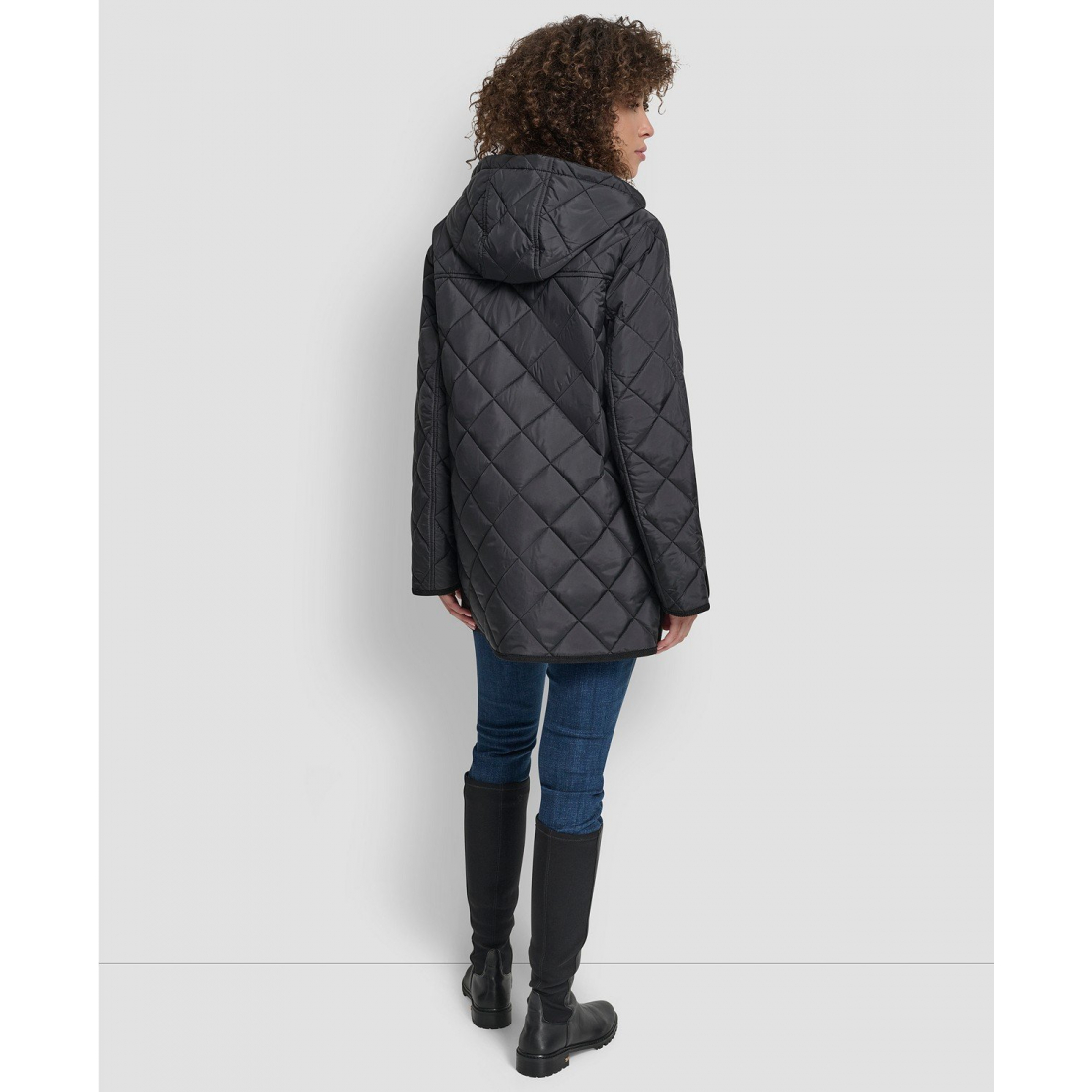 Women's 'Corduroy Collar Hooded Quilted' Coat