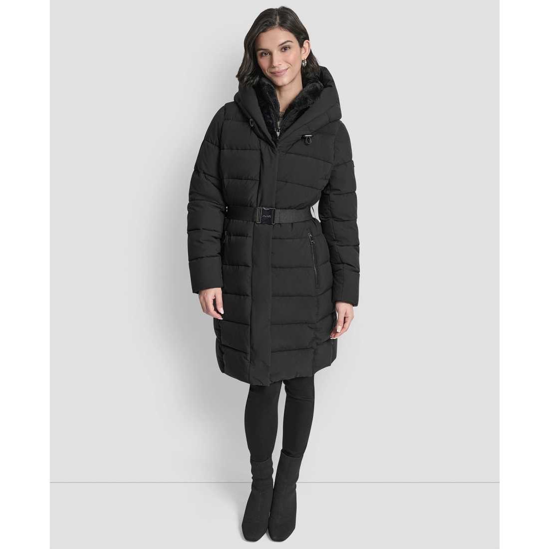 Manteau matelassé 'Belted Asymmetrical Zip Front' pour Femmes
