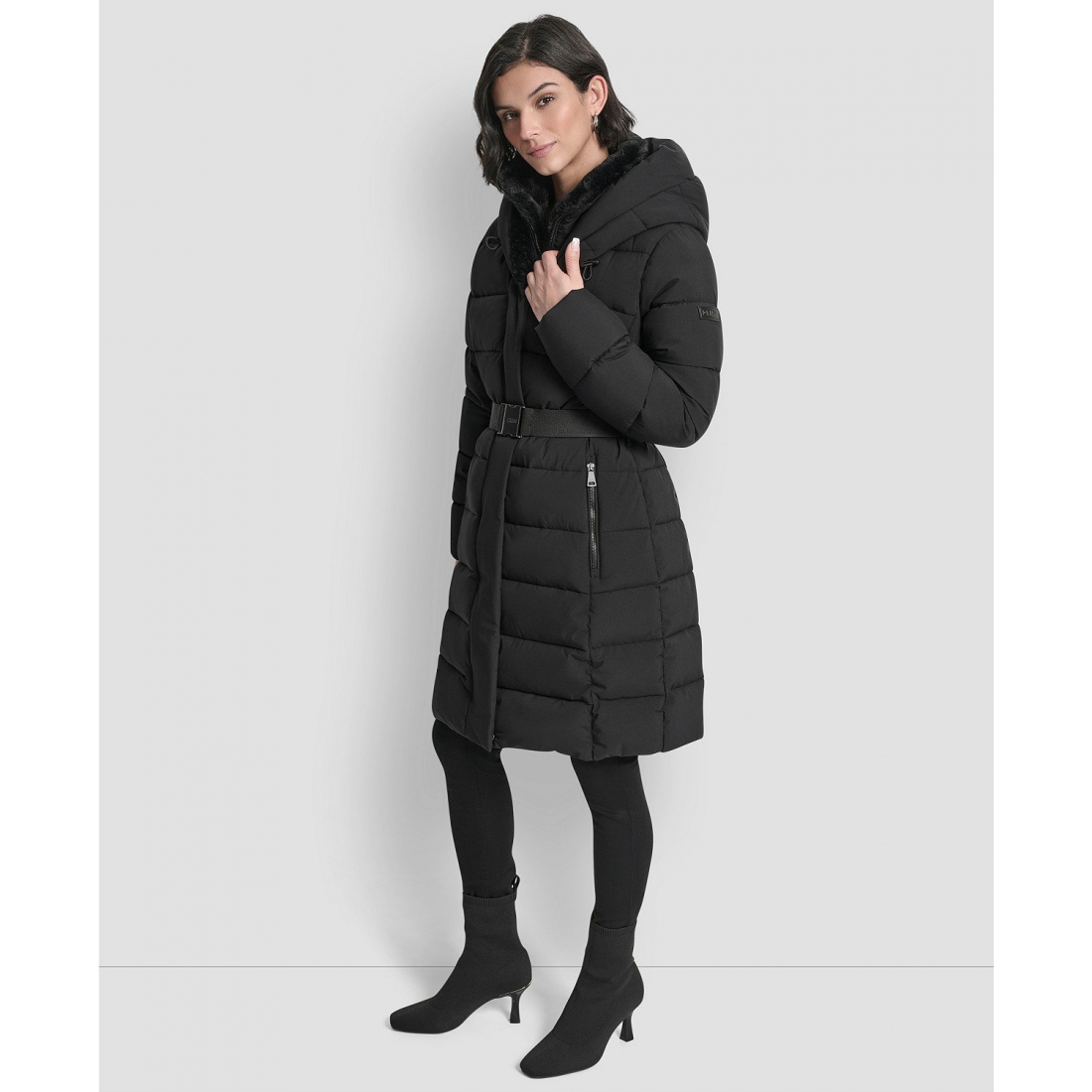 Manteau matelassé 'Belted Asymmetrical Zip Front' pour Femmes