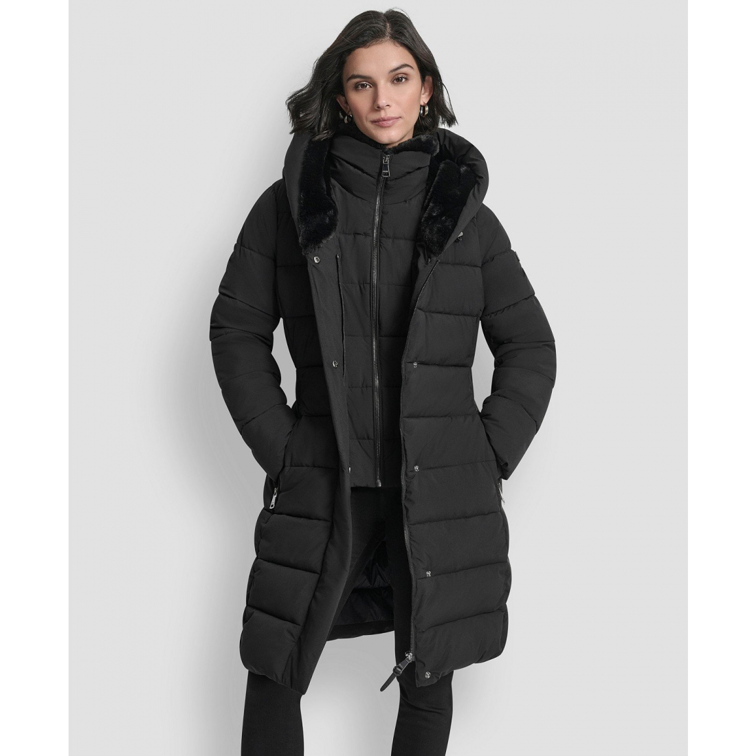 Manteau matelassé 'Belted Asymmetrical Zip Front' pour Femmes