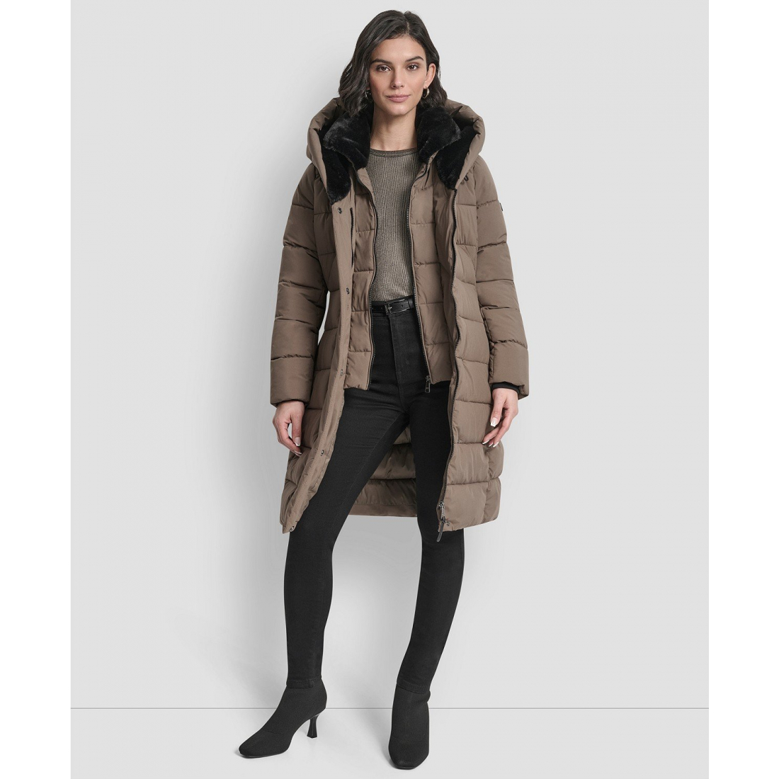 Manteau matelassé 'Belted Asymmetrical Zip Front' pour Femmes